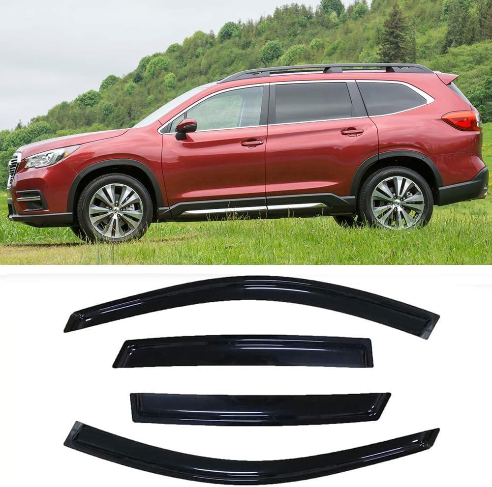 Side Window Wind Vent Deflector fit for 2019-2023 Subaru Ascent,4pcs Outside Mount Style Tape-On Nice Dark Smoke Shatterproof Sun Rain Guards Visor Set SUB28