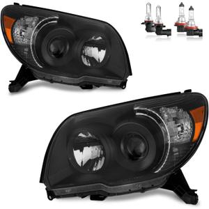 Headlights Assembly with Bulbs for 2006-2009 4Runner Projector Headlights Headlamp Replacement Black Housing Passenger and Driver Side Headlights Assembly with Bulbs for 2006-2009 4Runner Projector Headlights Headlamp Replacement Black Housing Passenger and Driver Side
