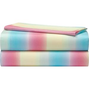 Heritage Kids 3-Piece Twin Sheet Set,Rainbow Ombre Print,Includes Fitted Sheet, Flat Sheet & Pillowcase, Soft Microfiber Bedding for Kids,Multicolor