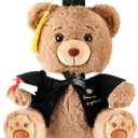 Deekin 10 Inch Graduation Bears Stuffed Animal Class of 2025 Plush Bear in Black Cap Graduation Bear Kindergarten Graduation Gifts Stuffed Bear Plush Bear Toy for Grad Party Decor(Black)