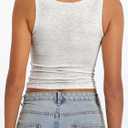 AnotherChill Women's Ribbed Crop Tank Tops, Scoop Neck High Back Shirt (XS)
