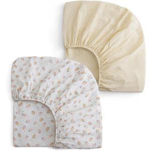 Muslin Crib Sheets for Girl Boy, 100% Cotton Neutral Baby Crib Sheets Fitted for Standard Crib Mattress, Soft and Breathable - 28"x 52", 2 Pack (Strawberry, Cream)