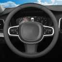 Steering Wheel Covers for Jeep Wrangler JK JL Gladiator Renegade Grand Cherokee/Cherokee Compass Patriot 4XE Rubicon JKU Mojave X Sport S TJ Car Accessories, 2026 Black Leather 14.5-15 inch