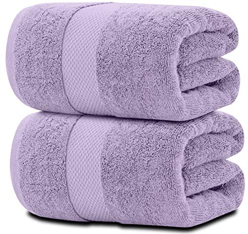 White Classic Luxury Soft Bath Sheet Towels - 650 GSM Cotton Luxury Bath Towels Extra Large 35x70 | Highly Absorbent and Quick Dry | Hotel Quality Extra Large Bath Towels Oversized, Lavender, 2 Pack