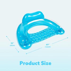 SLOOSH Inflatable Pool Floats Adult,1 Pack Pool Chairs with Cup Holders,Pure Blow up Floats Chair,Hammock Noodle Mat for Relaxing Summer Water Fun Swimming Party Beach Blue
