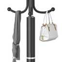 Metal Coat Rack Freestanding, Sturdy Coat Rack Stand with Natural Marble Base, Modern Black Coat Racks Tree Hats Hanger Holder Stand for Entryway, Hallway, Office(12 Hooks)