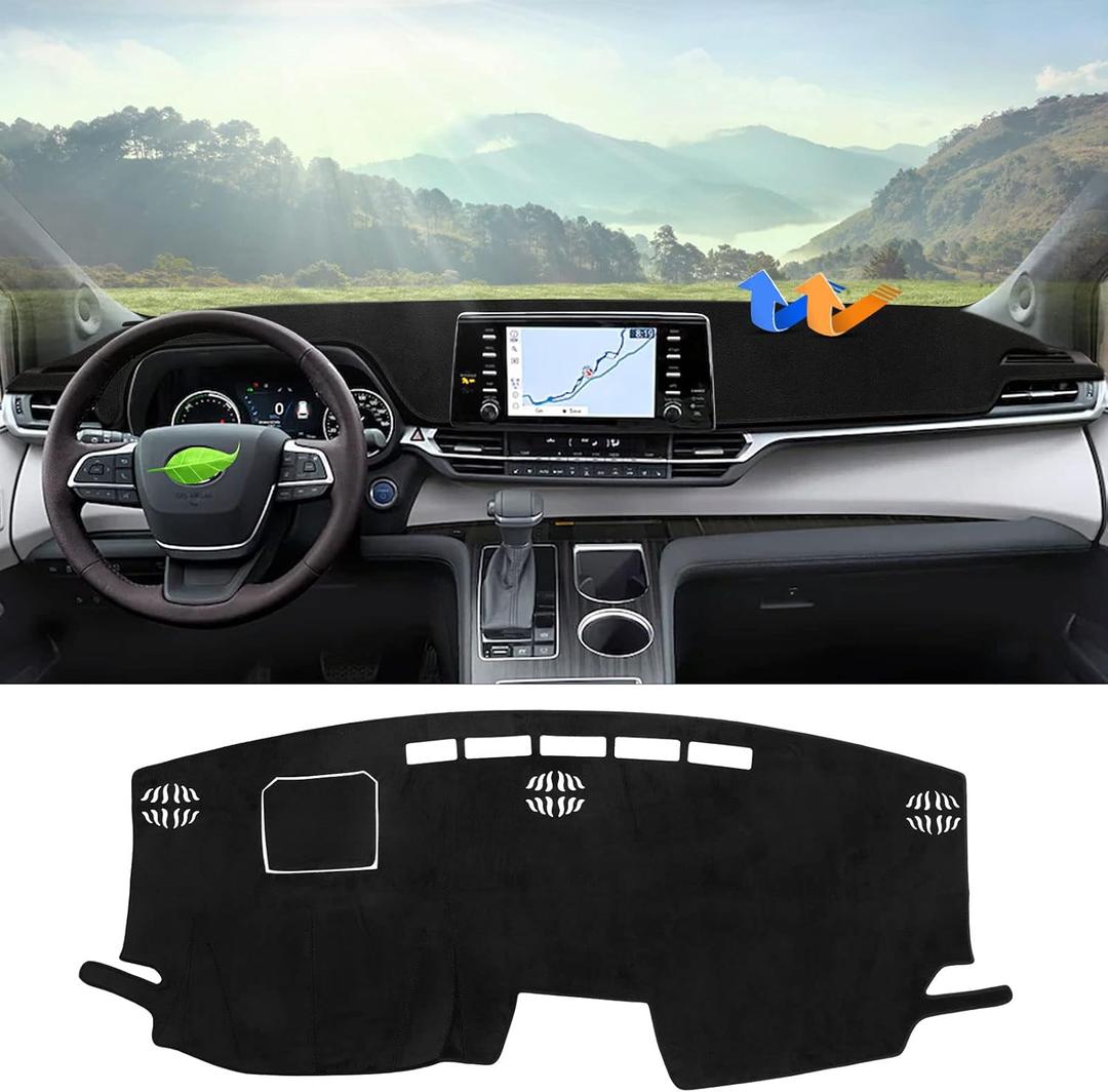 Autorder Dashboard Cover Mat for Toyota Sienna 2021-2024 2025 2026 Accessories Dash Cover Flannel Dash Mat Sunshade Glare UV Rays Protector