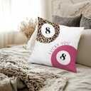 Trendy Pink Leopard Lucky 8 Ball Pillow Covers 18x18, Cheetah Leopard Print Room Decor, Funky Girly Cheetah Print Decorative Throw Pillow Covers for Girls Bedroom Dorm Home, Set of 2 (Colour 01)