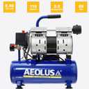 Ultra Quiet Air Compressor, 65dB, Oil-Free, Quick Couplers,115PSI, Portable Electric for Car and Bike Tires, Nail Gun, and Pneumatic Tools, Garage, Shop (Accessories Kit)