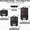 mixi Travel Bag with Wheels Expandable Foldable Luggage Bag Collapsible Rolling Travel Bag Duffel Bag Large Capacity Suitcase for Men Women, Black