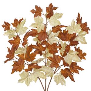 3Pcs Fall Decor Artificial Maple Leaves Branches Fake Fall Leaves Stems Plants Faux Maple Shrubs Leaf Bushes for Home Kitchen Decor Autumn Thanksgiving Festival Party Decorations White