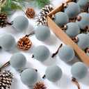 Palonu 24 Pcs Velvet Christmas Balls, 3.15 Inch Flocked Ornaments with Velvet Ribbons, Shatterproof Plastic Christmas Bulbs Ornaments for Family Holiday Xmas Hanging Decoration(Dusty Blue)