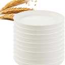 10 Pack 6 inch Unbreakable Wheats Straw Plates Reusable Plate Set - Dishwasher & Microwave Safe for Dinner Dishes Salad Pasta Safe Healthy Dinner Plates kit Plastic Plates Reusable (White)