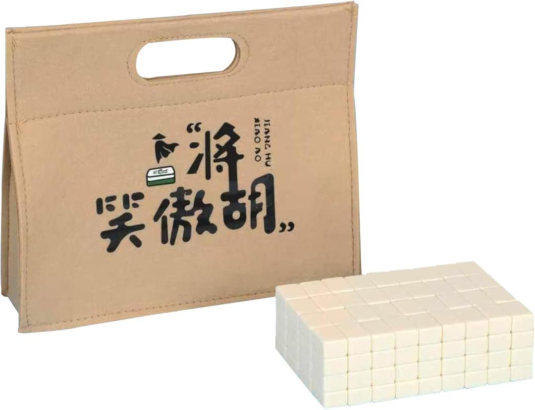 Professional Traditional Chinese Mahjong Set  - 30mm 146 Tiles Green & White Melamine with Dice Wind Indicator Storage Case White