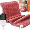 Electric Heating Pad for Pain Relief - 35"x20" King Size, Soft Velvet, Moist & Dry Heat, Adjustable Temperature, Auto Shut-Off, Machine Washable, Ideal for Back, Neck, Shoulder & Menstrual Cramps (Red)