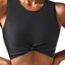 Tempt Me Women's Sports Bra Swimsuit Scoop Neck Bikini Top Racerback Swim Crop Top Padded Bathing Suit (XL)