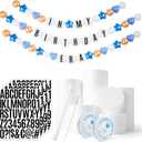 Giant Friendship Bracelet Banner DIY Customizable Birthday Garland with Foam Circles & Plastic Balls for Singer Celebration (Gold Blue)