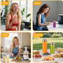 Sursip Glass Juice Bottles 6 Pack 12 oz Wide Mouth Borosilicate Glass Bottles with Lids Heat-Resistant, Leakproof, BPA Free, Reusable for Juicing, Smoothies, Milk, Protein Drinks, Water