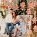 Gueevin 16 Pcs 12" Large Gingerbread Man Ornaments Christmas Tree Ornaments Bulk Xmas Giant Hanging Brown Paper Decor with Ropes Rustic Xmas Decor for Home Winter (Gingerbread Man, Tan)