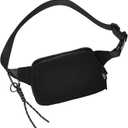 YDF Large Fanny Pack for Men & Women, 2L Waterproof Nylon Waist Bag with Extender Strap, Crossbody Hip Bum Bag with 4 Card Slots for Travel Hiking Running (Black)