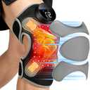 Upgrade Knee Massager with Heat 4 Vibration & Red Light Therapy Knee Brace | X-Shape boosts Light Absorption by 30%, Cordless 660nm&850nm Infrared Light Therapy Knee Wrap for Elbow/Shoulder Black