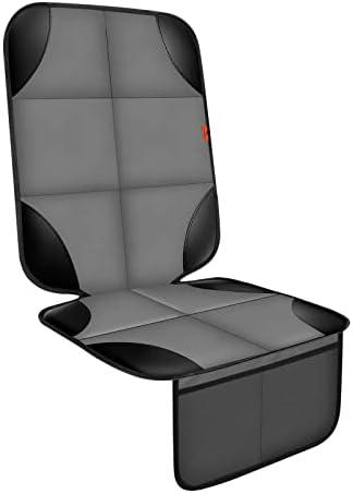 XHYANG Car Seat Protector 1 Pack Car Seat Cushion Mat Thickest Padding,Waterproof 600D Fabric Car Seat Covers for Non-Slip Backing Mesh Pockets for Baby and Pet 1 Seat Protector Gray