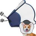 Hard & Heavy Plastic Dog Cone Collar Alternative for Medium Dogs (French Bulldog Dachshund) After Surgery, Adjustable Recovery Cone Anti-Lick, Elizabethan Protective Collar Cone of Shame for Healing (M(Neck Girth:11.8"-14.5"), Navy Blue)