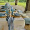 6 x Dusty Blue Cheese Cloth Table Runners, 35x120 Inch Boho Gauze Sheer Cheese Cloth Table Runner for Party Birthday Wedding Bridal Baby Shower Dining Decorations