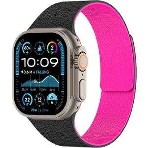 Magnetic Band Compatible with Apple Watch 49mm 46mm 45mm 44mm 42mm 41mm 40mm 38mm Women Men Lychee Silicone Magnetic Strap for iWatch Ultra SE Series 11 10 9 8 7 6 5 4 3 2 1