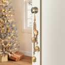 Christmas Bells Vintage Hanging Decorative: Gold Bells Decor with Jute Hanging Rope - Metal Cow Bells Christmas Decor for Christmas Wreath Garland Tree Wedding Party Door Staircase Railings (Glossy Gold - 4 Bells Set)