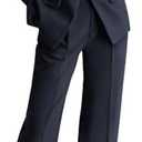 BTFBM Two Piece Set for Women Spring Fashion 2026 Business Casual Long Sleeve Blazer Jackets Wide Leg Pant Suits Pockets. Size XL