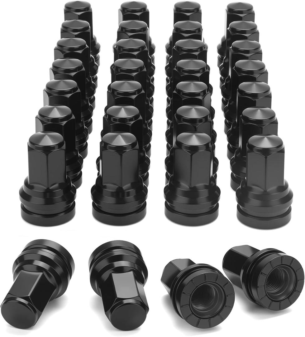 M14x1.5 Lug Nuts For Ford F250 F350 Super Duty, 32pcs 14x1.5 Flat Washer Aftermarket One Piece Design Wheel Lug Nut Replacement HCPZ-1012-B HCPZ-1012-A OEM Steel Nuts, Anti-Rusting Updated Not Swollen