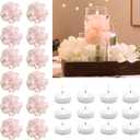 24 Pcs Floating Candles for Centerpieces and Floating Flowers Artificial Flowers Head Vase Filler for Party Home Table Wedding Centerpieces Decoration (Pink)