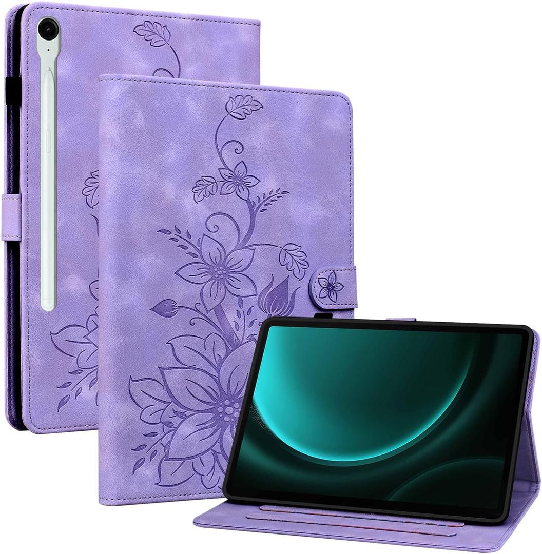 KEFBWAO Case for Samsung Galaxy Tab S10 Lite/ S10 FE/ S9 FE 5G 10.9 Inch/Tab S9 11 Inch 2023 with S Pen Holder, Magnetic Clasp Stand Premium PU Leather Cover, Purple
