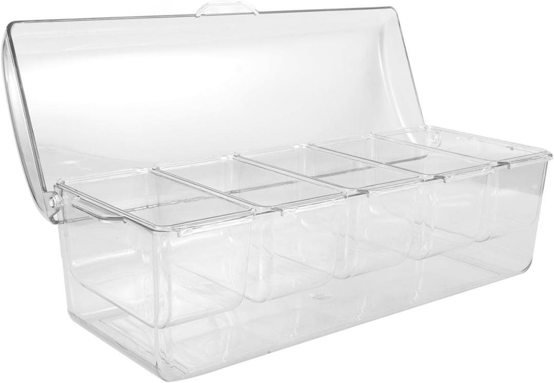Mikinona Portable Salad Storage Container Divided Compartments for Outdoor Parties Keep Fruits Snacks and Condiments Fresh Ice Chilled Lid for Easy Serving (Transparent)