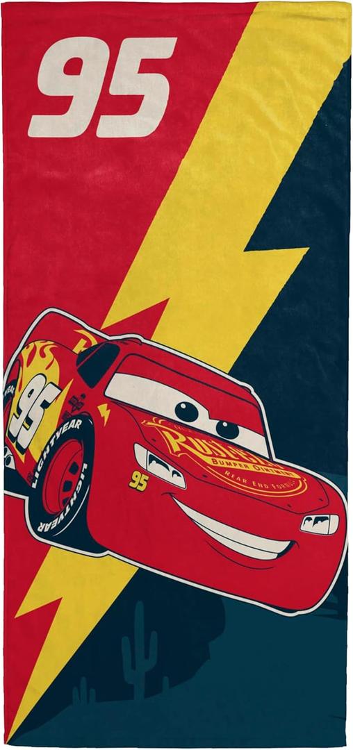 Jay Franco Kids Beach Towel - 100% Cotton Super Soft Absorbent Bath Towel, 28" x 58" Inch Lightweight for Travel, Official Licensed Product, Multi - Cars