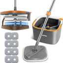 Mop and Bucket Set, Spin Mop with Separate Dirty Water System, Deep-Cleaning Mops for Floors, Versatile Mops for Walls (8 Pad)