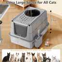 Stainless Steel Litter Box with Lid - XL Enclosed Anti-Leak Design for Big Cats, Non-Stick Easy Clean Metal Litter Box System with Scoop Set, High-Sided Urine Protection, Sleek Grey