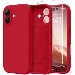 Magnetic for iPhone 17 Case, Compatible with MagSafe, [Full Camera Protection][Screen Protector] Silicone Shockproof Protective Phone Case for iPhone 17 6.3", Deep Red