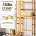 Homde Over The Toilet Storage with Basket and Drawer, Bamboo Bathroom Organizer with Adjustable Shelf & Waterproof Feet Pad, Space Saver Rack for Restroom, Laundry,Natural, 31.1 x 9.17 x 65.35 inches