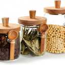 3 Pcs Glass Jars Containers with Wooden Handles Lids and Scoop Glass Food Storage Canisters, Glass Jars for Coffee Beans,Tea,Nut Candy,Sugar (14oz/20oz/30oz)
