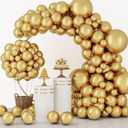 RUBFAC 129pcs Metallic Gold Balloons Different Sizes 18 12 10 5 Inch, Latex Balloon Garland Arch Kit for Party Graduation Wedding Holiday Happy Birthday Decoration