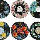 Chunful 6 Pake 12 Inch Vintage Records Wall Decor Aesthetic Retro Record Wall Decor for Dorm Bedroom Living Room Art Display Rock and Roll Music Hippie Party Records Decorations (Floral)