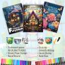 3Pcs Adult Coloring Book for Women Relaxation, 36 Colors Markers with Spiral Bound Adult Coloring Book for Women, 36 Dual Tip Colors Markers, Anxiety Relief Mindfulness Gifts(Cottage & Garden & House)