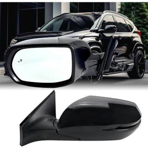 Driver Left Side Mirror Compatible With 2017-2022 Honda CRV With Power Glass Heated Blind Spot Detection Turn Signal Light Manual Folding 9-Pins Black Replace#76251T1WA01ZF