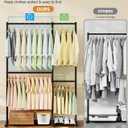 Clothing Rack with 4 Hanging Rod, 47.2" x 17.7" x 69.9", Double Rod Garment Rack with Storage Shelves, Freestanding Closet Organizer for Bedroom, Laundry Room, Portable Metal Clothes Rack, Black