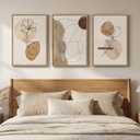 Framed Neutral Abstract Boho Modern Wall Art for Living Room, 16x24 Inch, 16" W x 24" H x 3Pcs