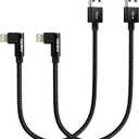 Short iPhone Charger 1FT 2Pack [ MFi Certified] 12 inch 90 Degree Lightning Cable Fast Nylon Braided Right Angle iPhone Charging Cord Compatible with iPhone 14/13/12/11/XS/XR/X/8/7/6/6s Puls/iPad (Black)