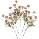 Floroom 5pcs Light Taupe Faux Silk Mums Artificial Flowers, Bulk Fake Small Mini Chrysanthemums with Stems for DIY Wedding Centerpieces Floral Arrangements Vase Fillers Home Decorations