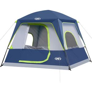 UNP 2/4/6/8 Person Tent, Portable Cabin Tent, Camping Tent 4-Person Easy Set Up, Waterproof with Top Rainfly for Outdoor Camping/Hiking (Dark Blue)